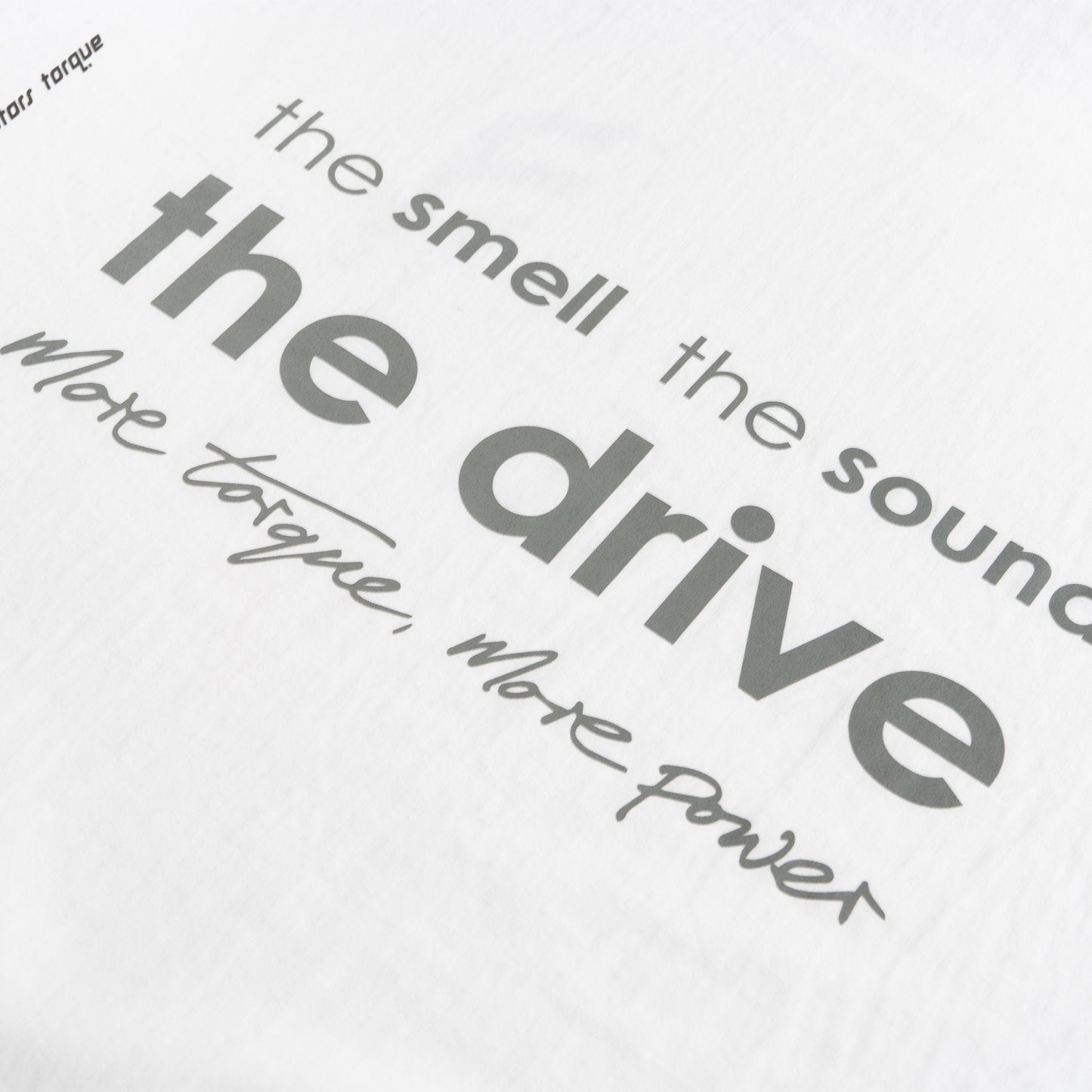 This ‘T’ is the highway of our collection. Featuring our MT brand on the front with 'the smell, the sound, the drive' on the back, a homage to all those that love motors.
Why white? Great when you are less likely to come in to contact with oil! Cooler in the sun. This ‘T’ is inspired by a genuine love of motors, forms the essence of a great conversation starter in the community.
Our t-shirts are soft and durable, just like our community.
100% organic combed cotton.