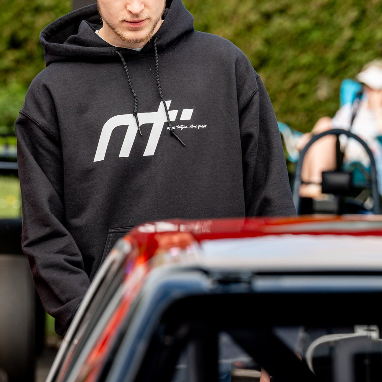 This heavyweight hoodie forms the bonnet of our collection and is designed to become a future classic. Featuring our MT brand on the front with our philosophy ‘more torque, more power’ vertically rising on the back. The names on the hood!
Why black? Well anyone who is around cars knows motor oil gets everywhere. This hoodie makes a sensible choice for anyone around engines. The hoodie that keeps you cosy when our weather thinks otherwise